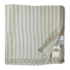 Agnona Scarf White Taupe Stripes Lightweight Linen Silk Shawl FINAL SALE