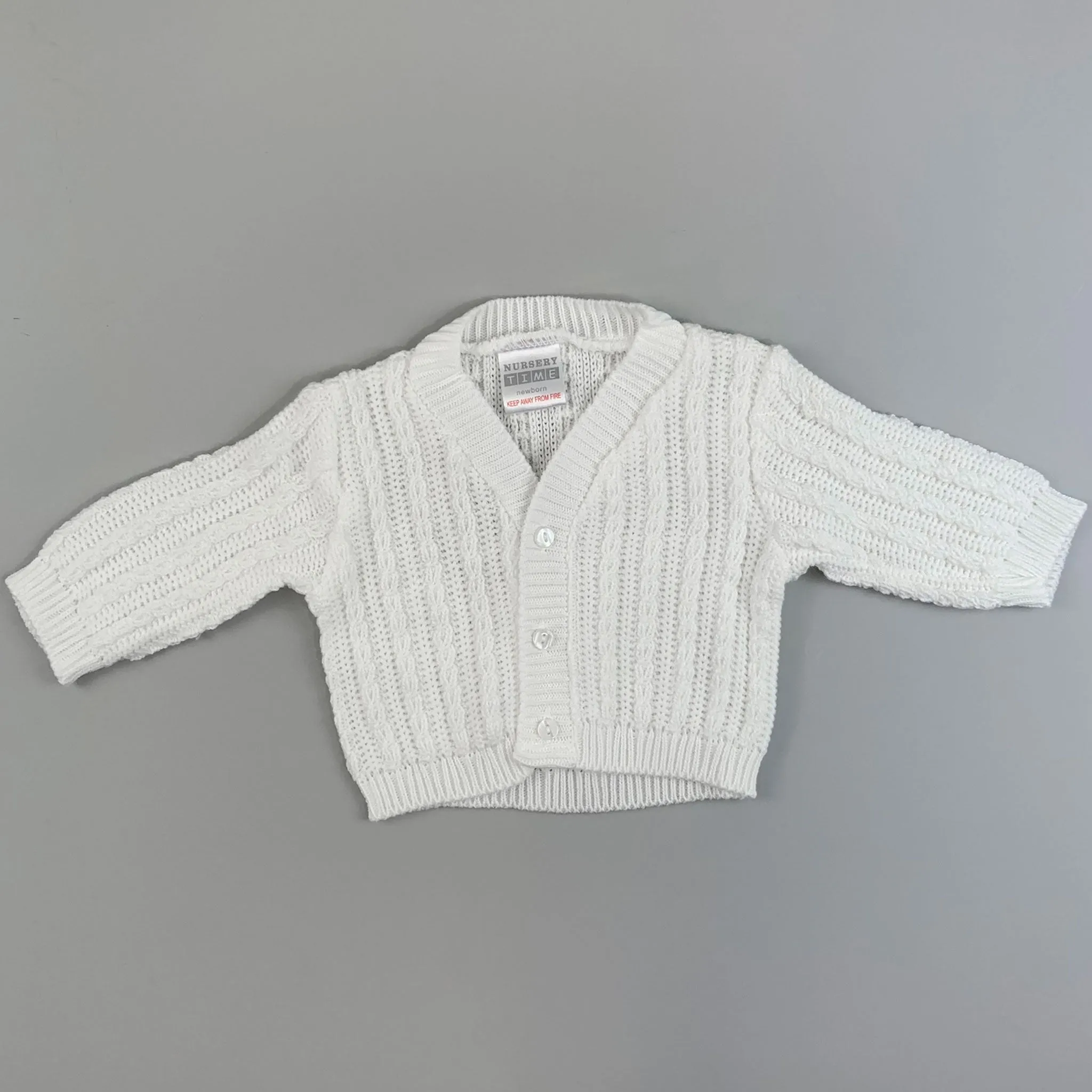 Baby Boys Cable Knitted Design Cardigan - White