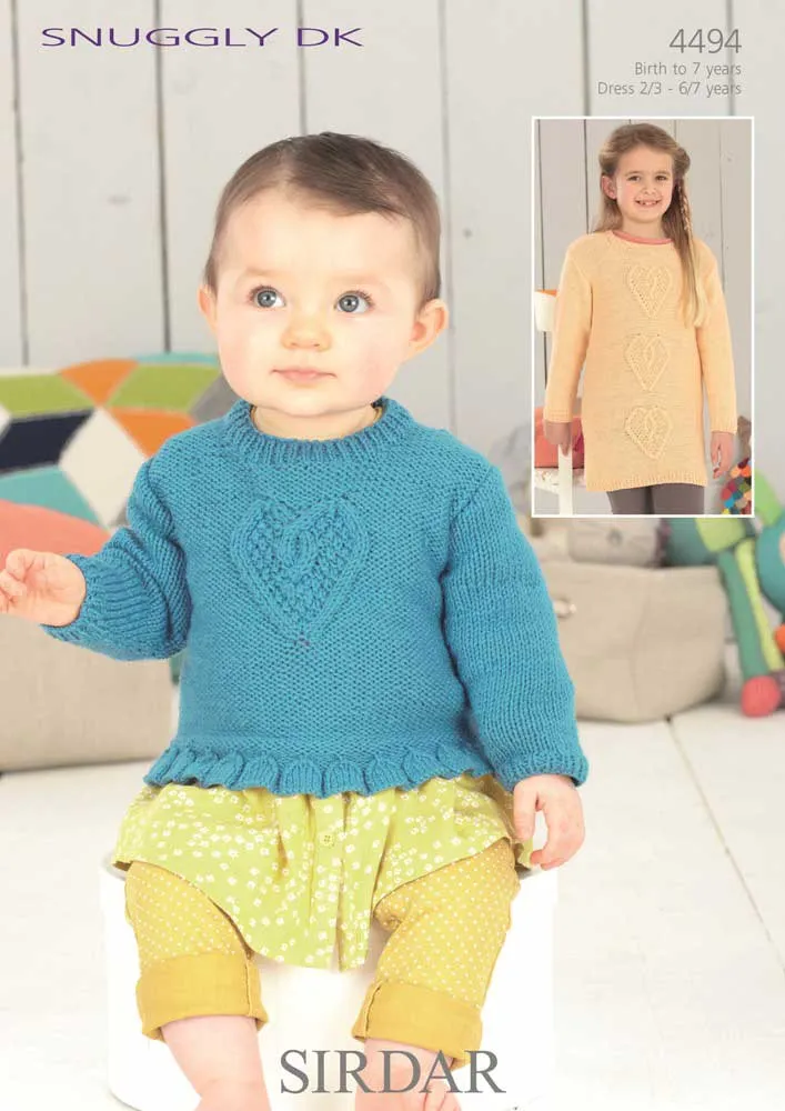 Baby Girls and Girls Sweater and Dress in Sirdar Snuggly Dk - Digital Version