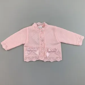 Baby Girls Knitted Cardigan with Bows - Pink