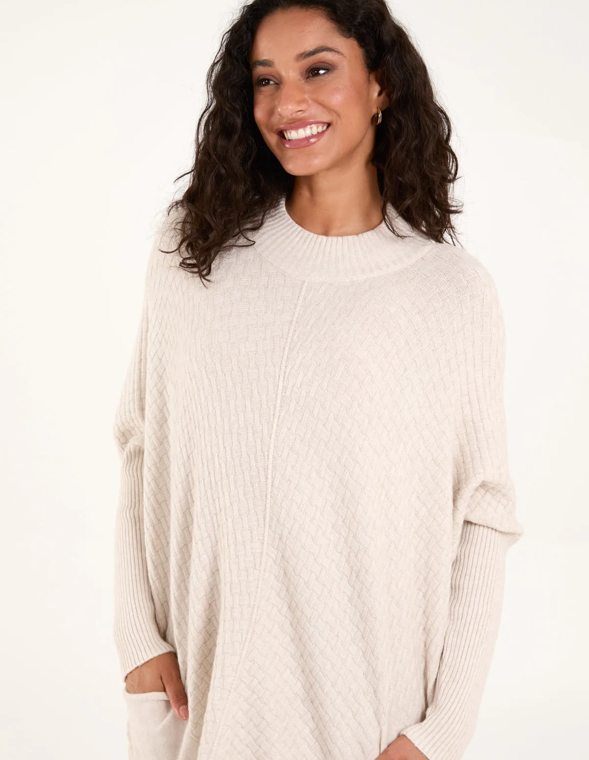 Basket Weave High Neck Jumper