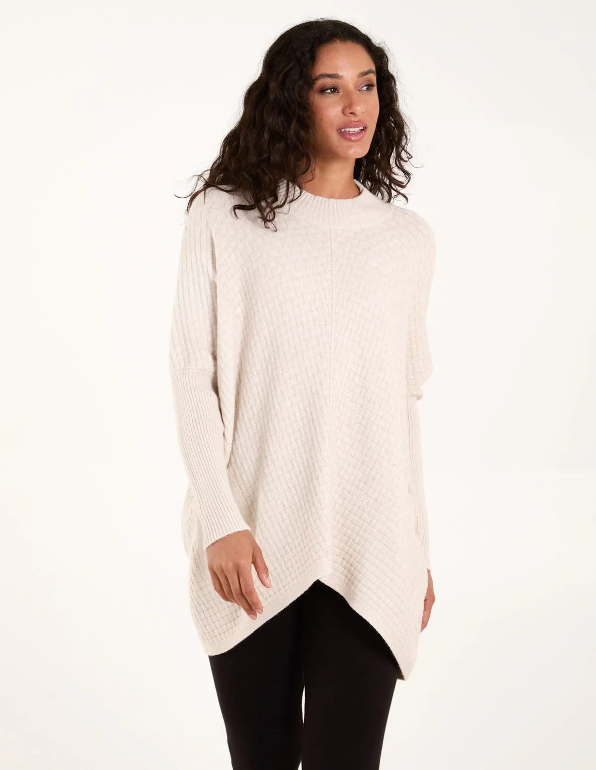 Basket Weave High Neck Jumper