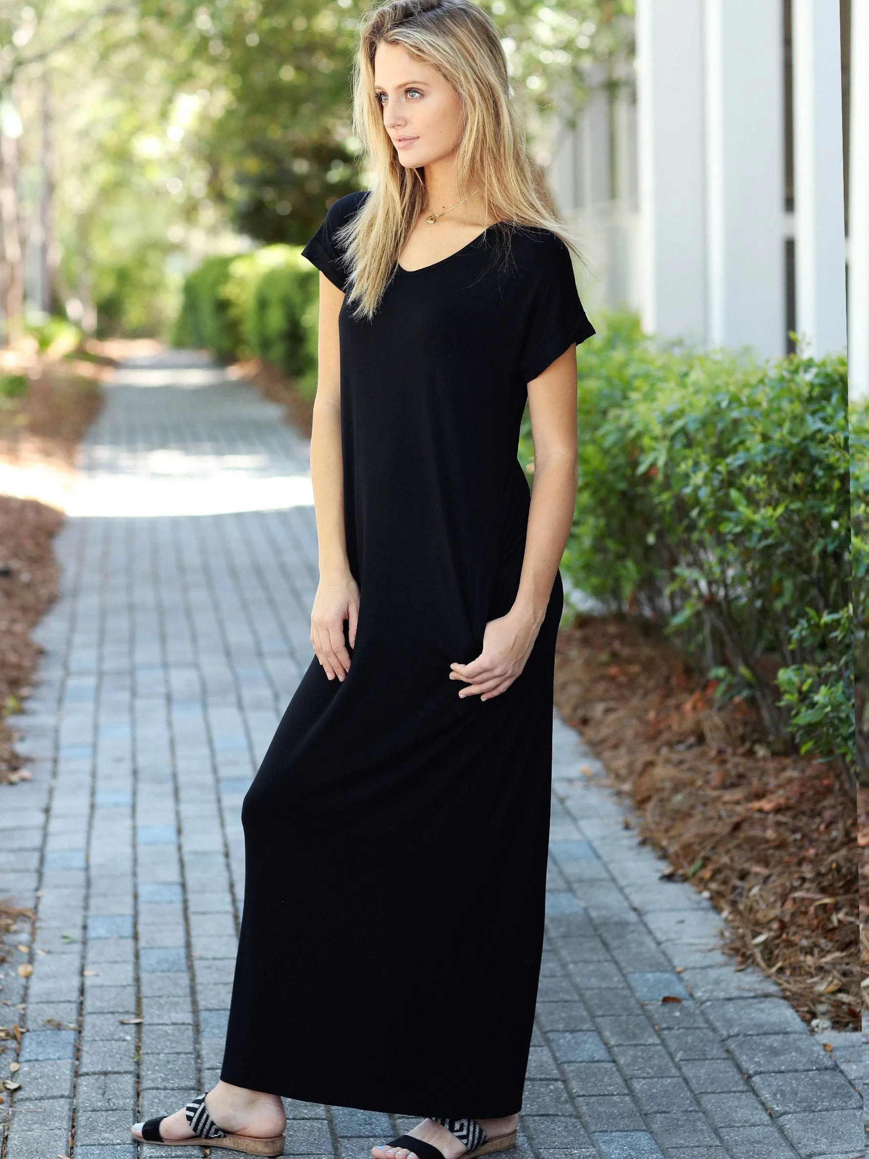 Black DLMN Straight Cut Maxi Dress