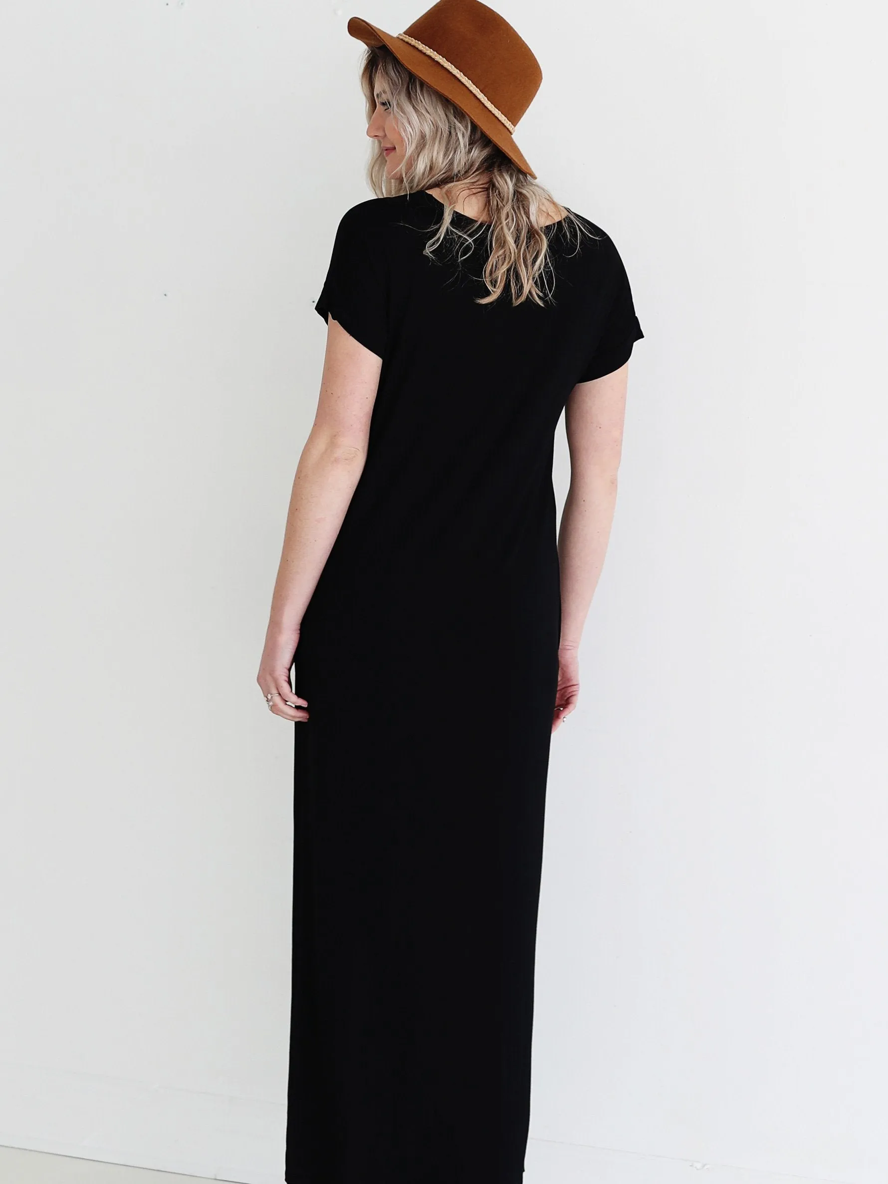 Black DLMN Straight Cut Maxi Dress