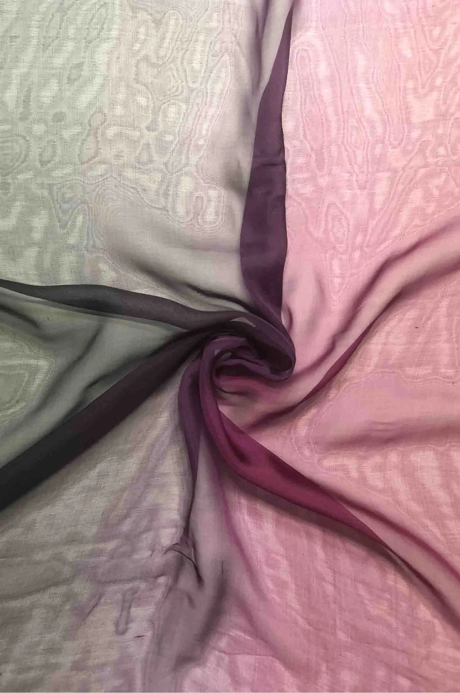 Black/Beet Red Ombre Silk Chiffon 2D-1003 Fabric