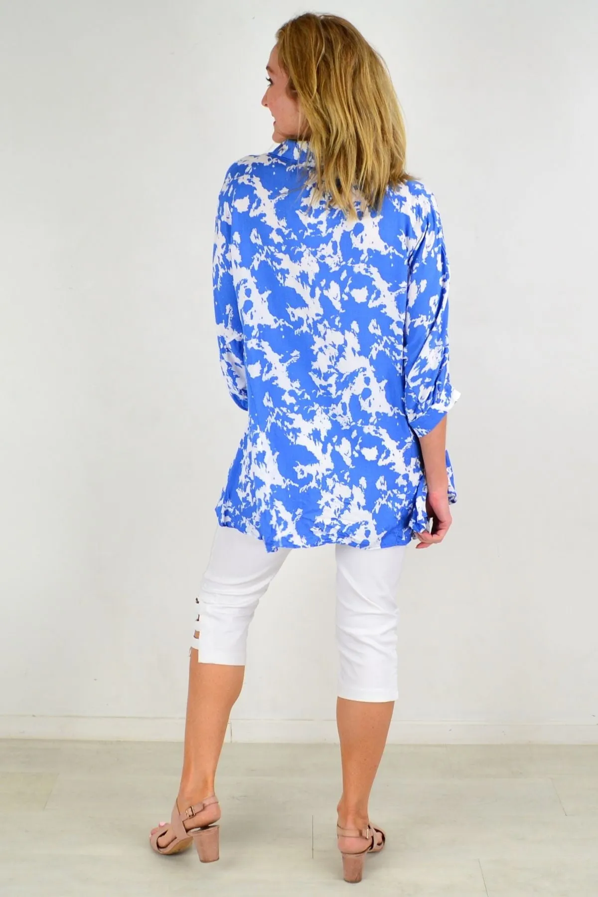 Blue Follow Me Relaxed Fit Tunic Blouse