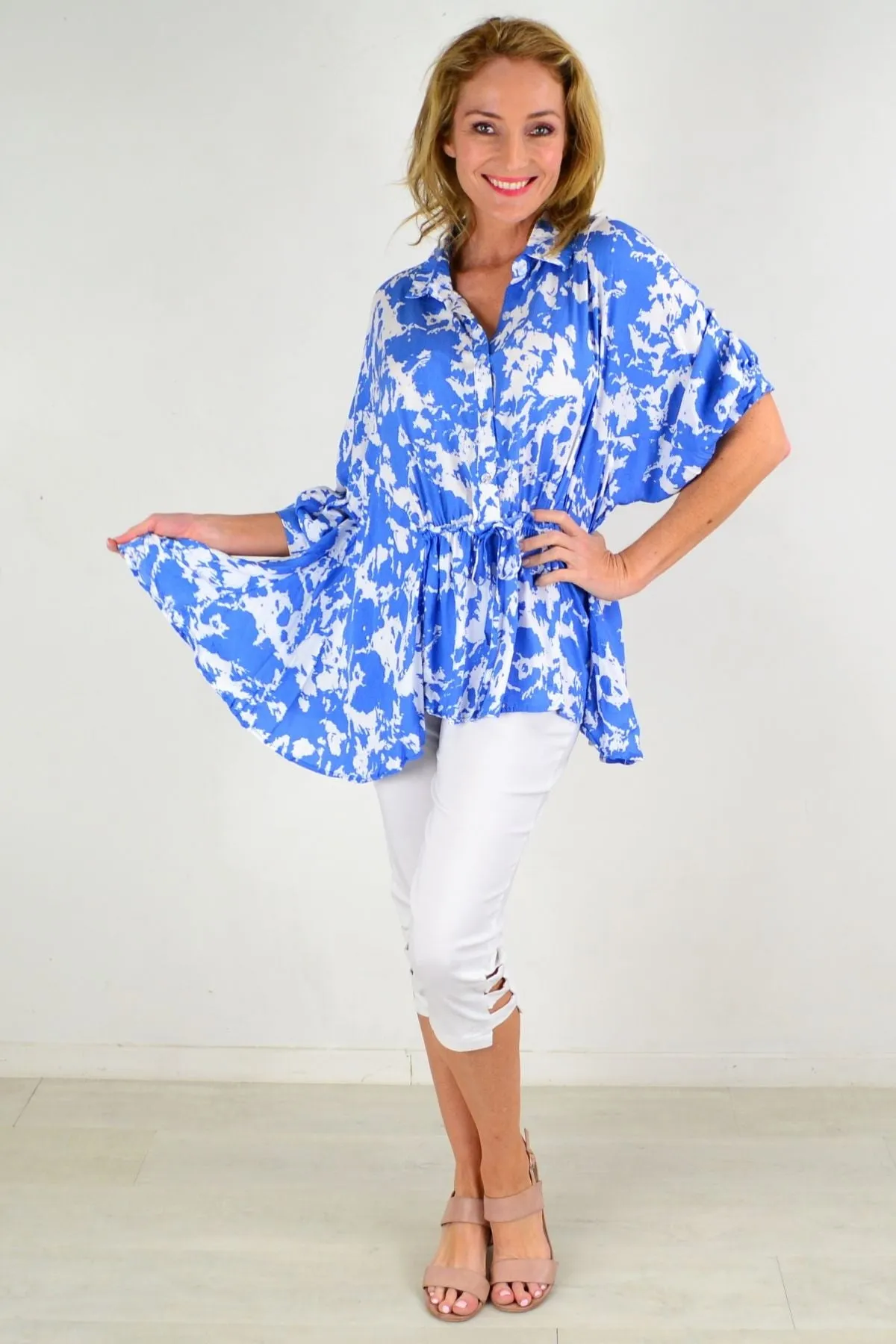 Blue Follow Me Relaxed Fit Tunic Blouse