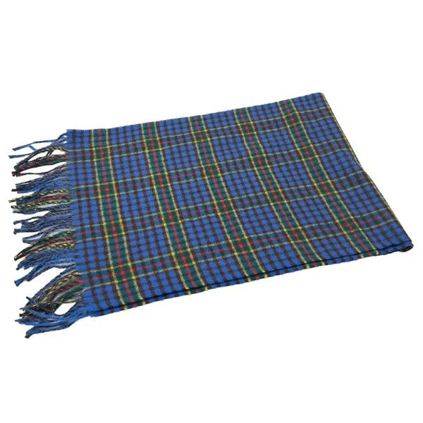 Blue Plaid Fringed Scarf