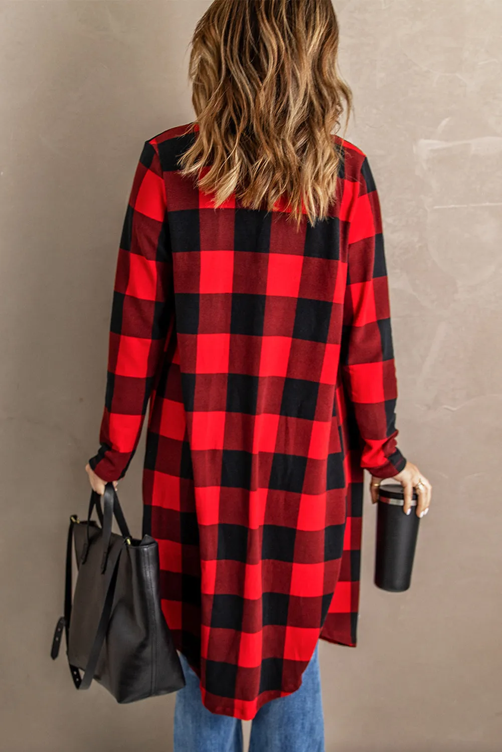 Buffalo Plaid Cardigan - Red