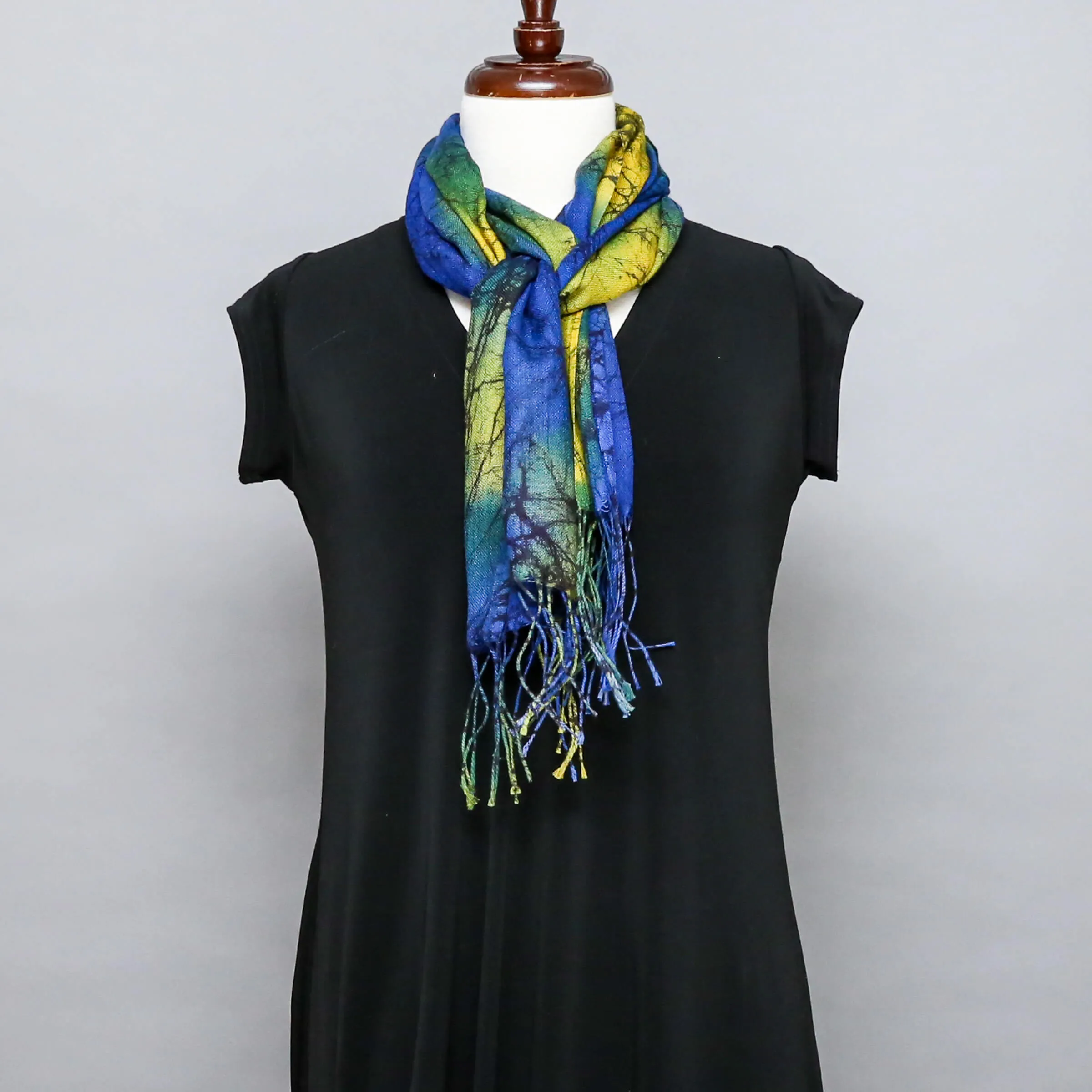 Cathayana Scarf: Batik Dyed Wool