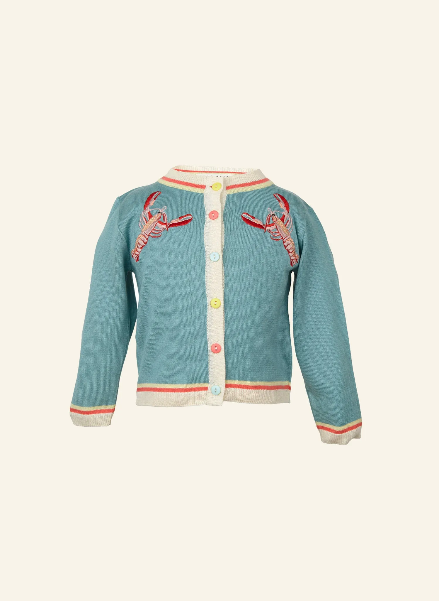 Children's Cardigan - Light Blue Embroidered Lobsters