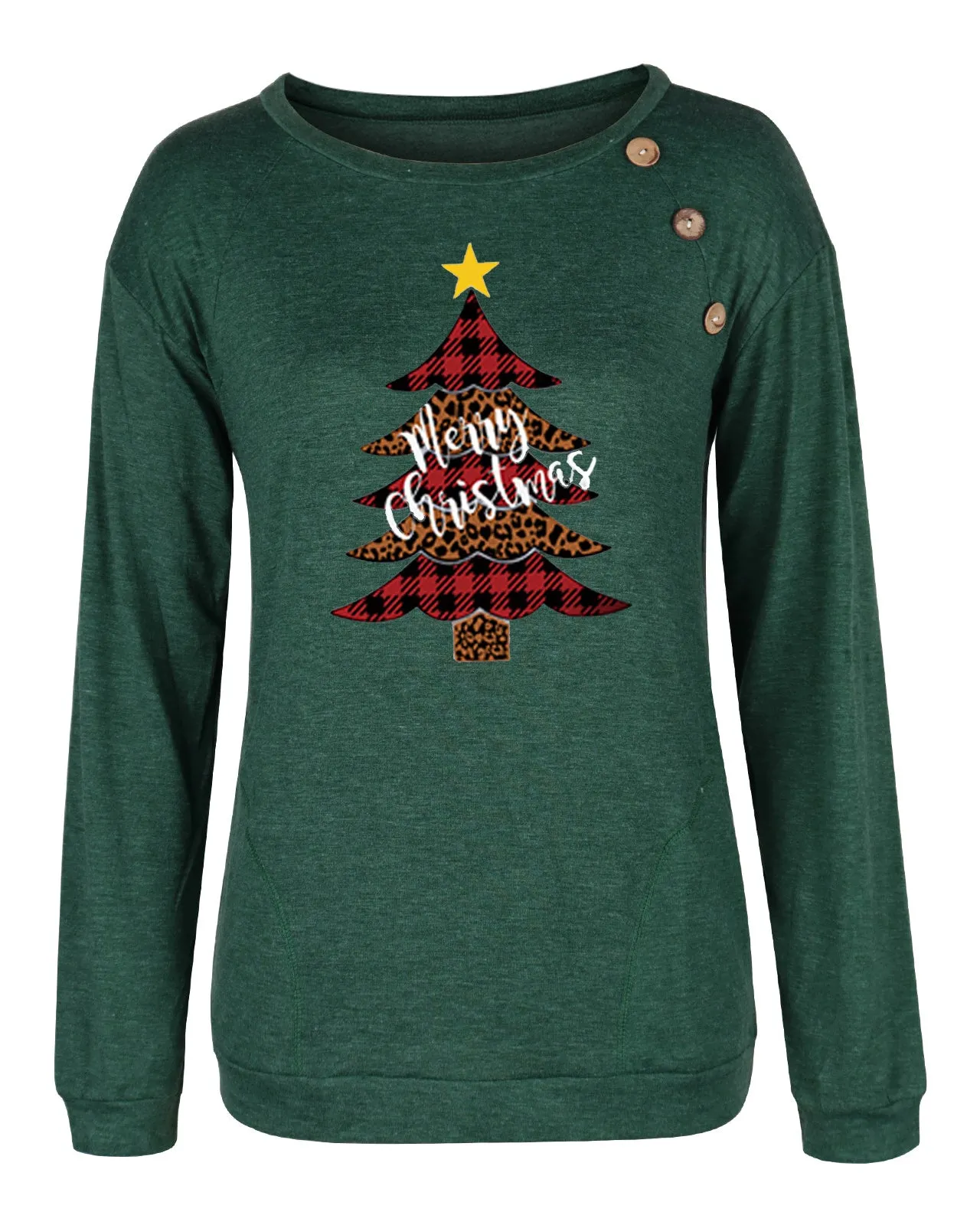 Christmas Loose Crew Neck Long Sleeve Top T-Shirt