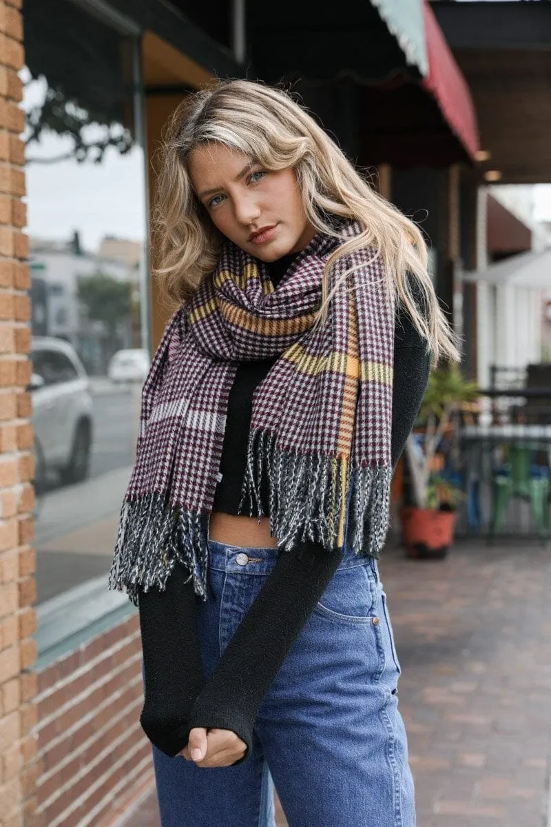 Colorblock Stripe Tassel Scarf