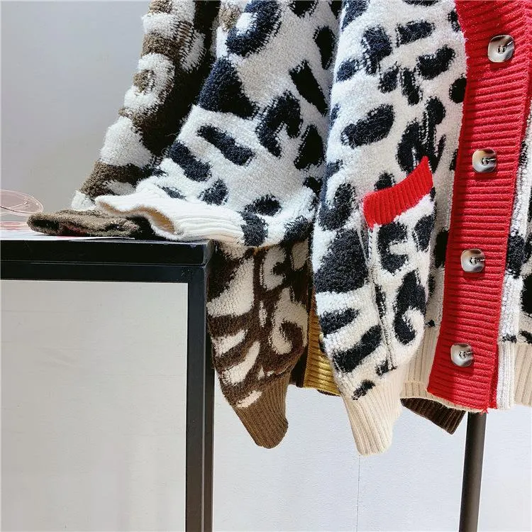 Cozy Leopard Women Warm Knitting Cardigans