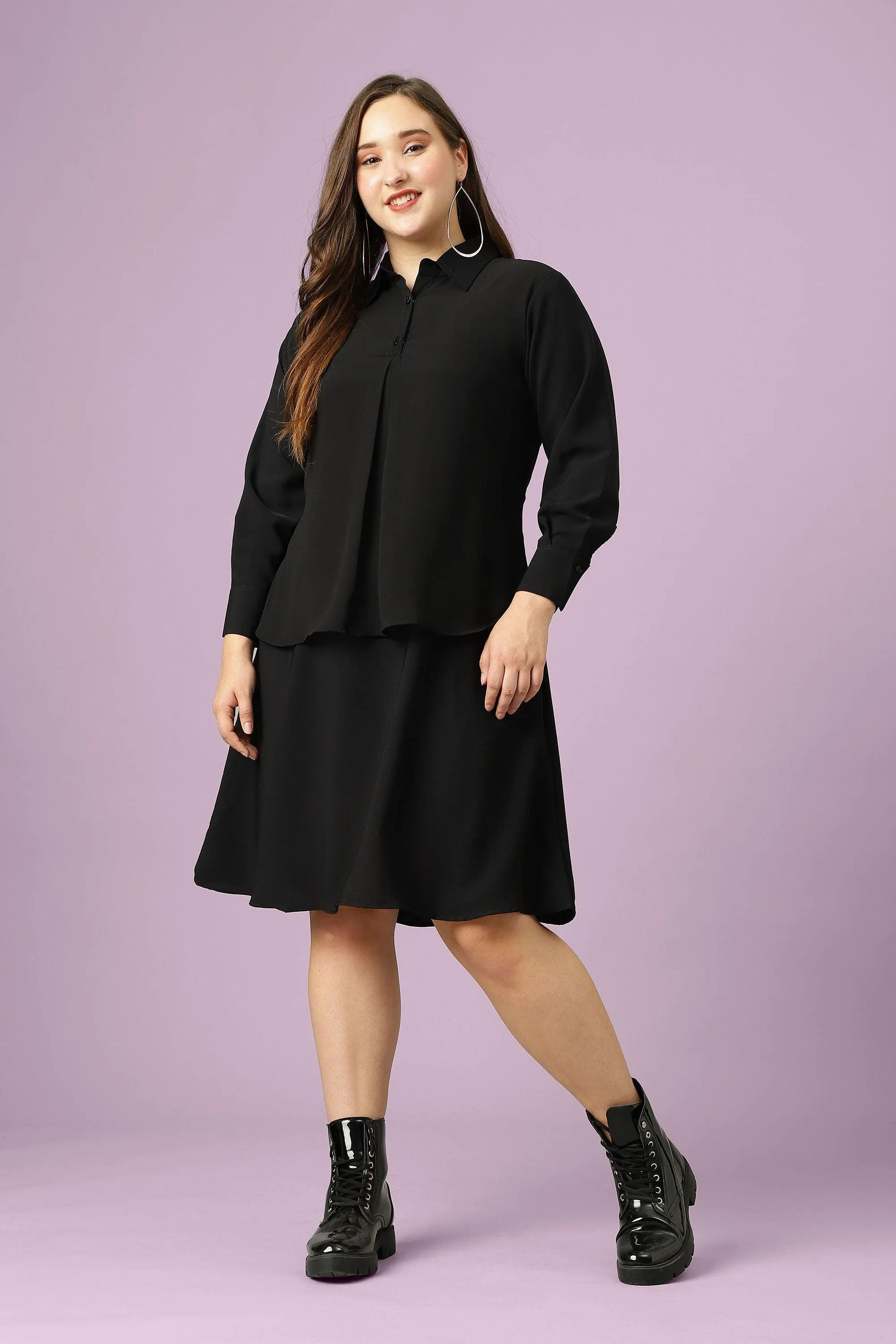 Curvy Lane Women Plus Size Shirt Collar Office Wear Tunic