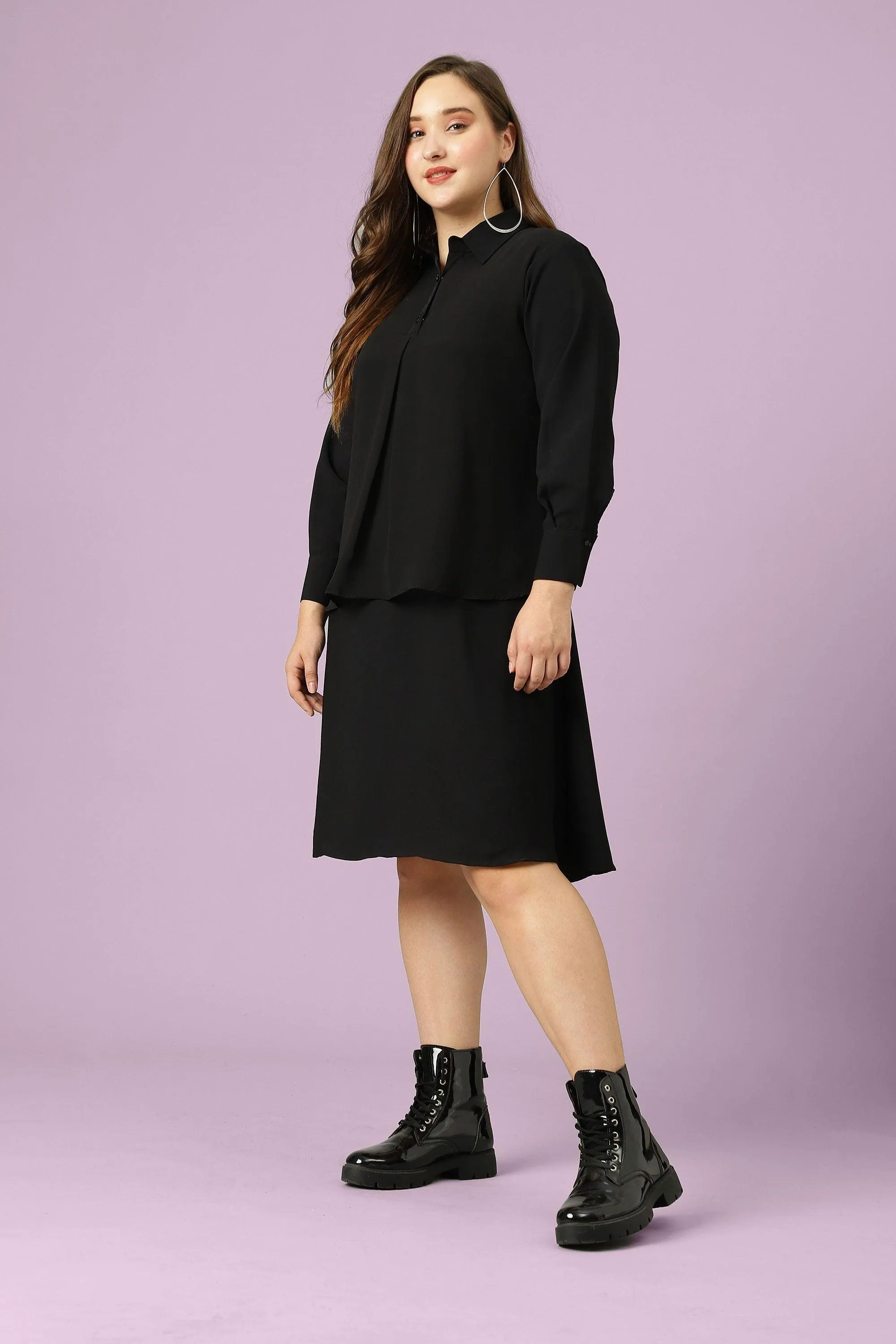 Curvy Lane Women Plus Size Shirt Collar Office Wear Tunic