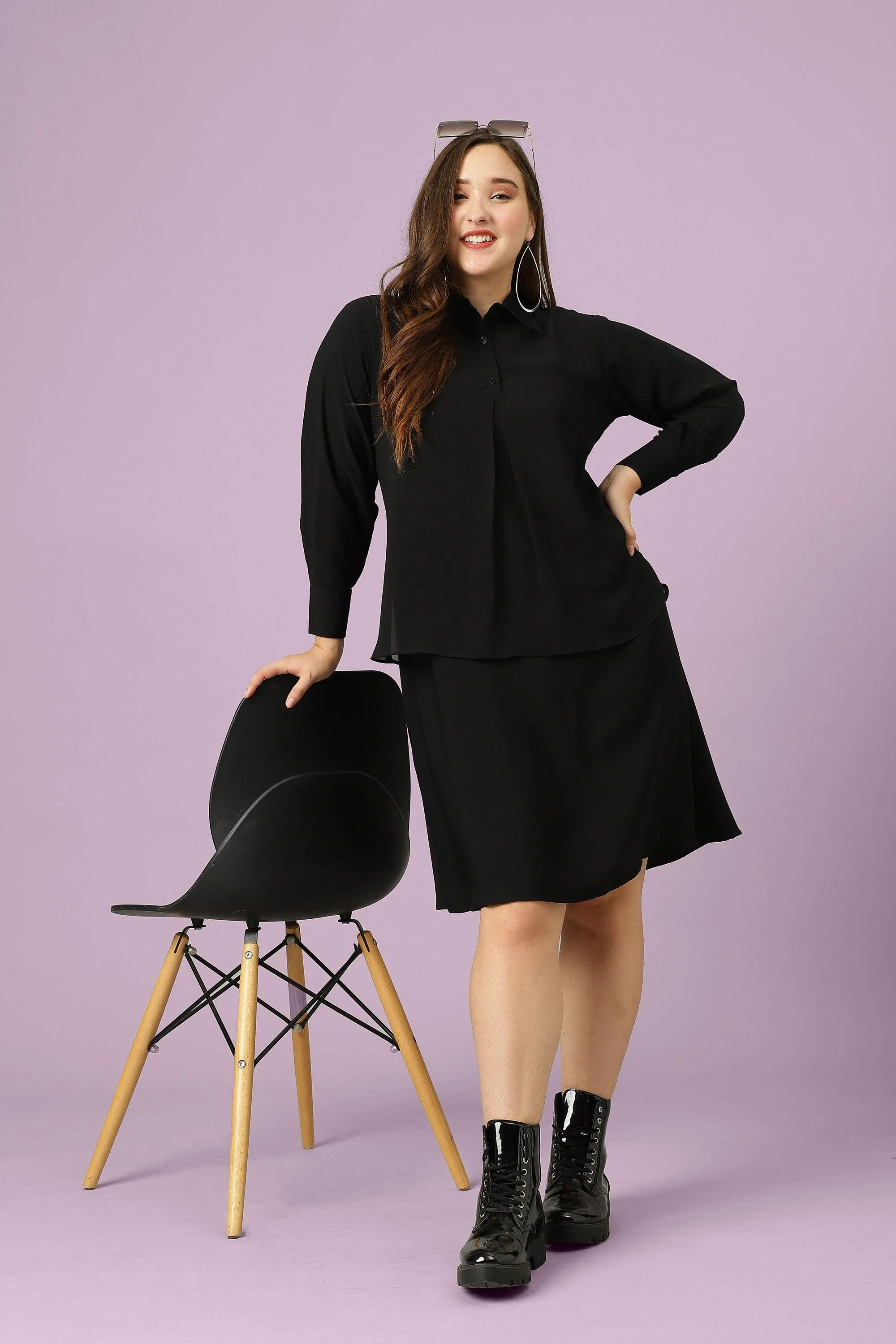 Curvy Lane Women Plus Size Shirt Collar Office Wear Tunic