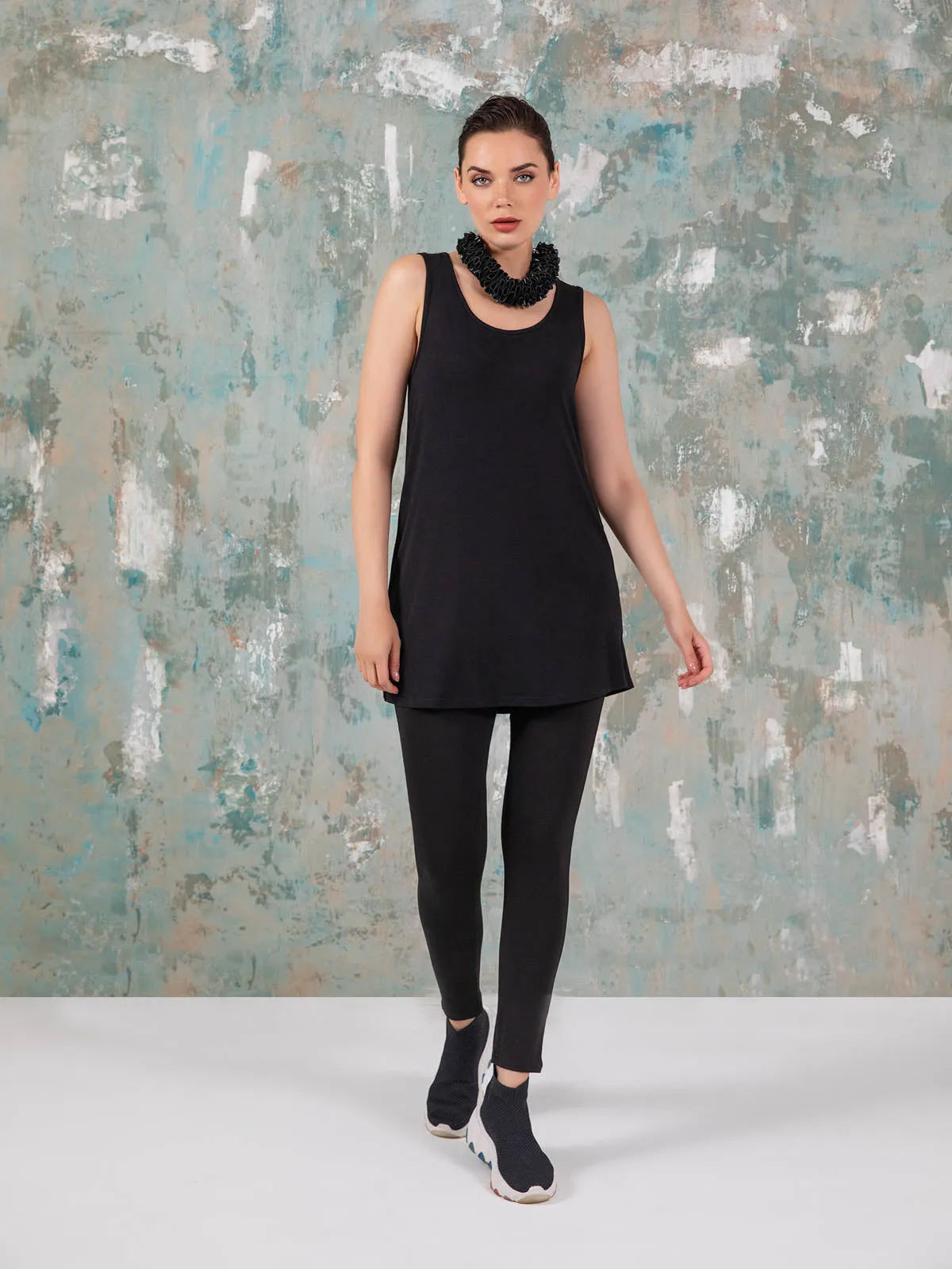 Dakota Tank Tunic, Black Tencel