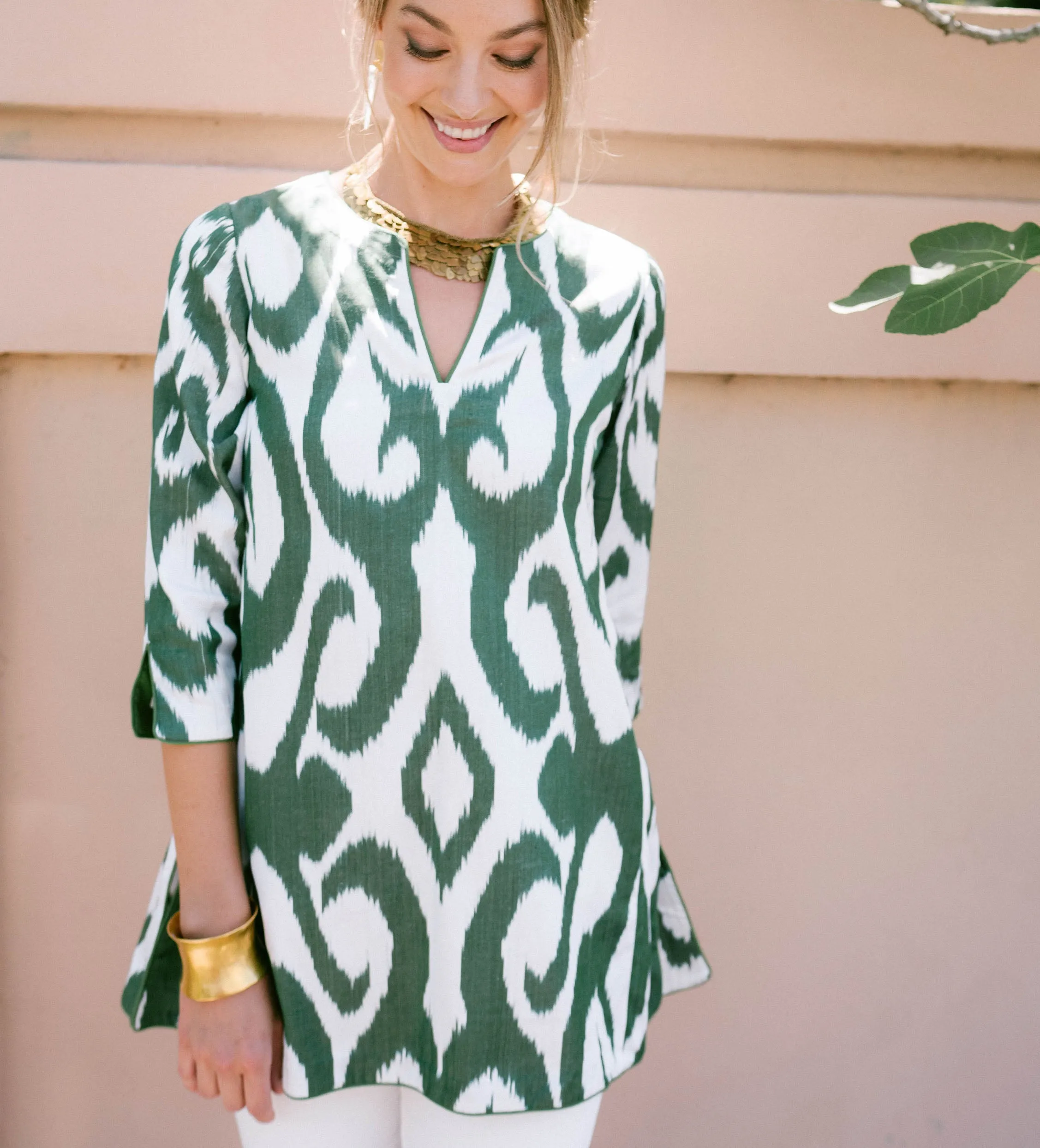 Deep Green Ikat Tunic