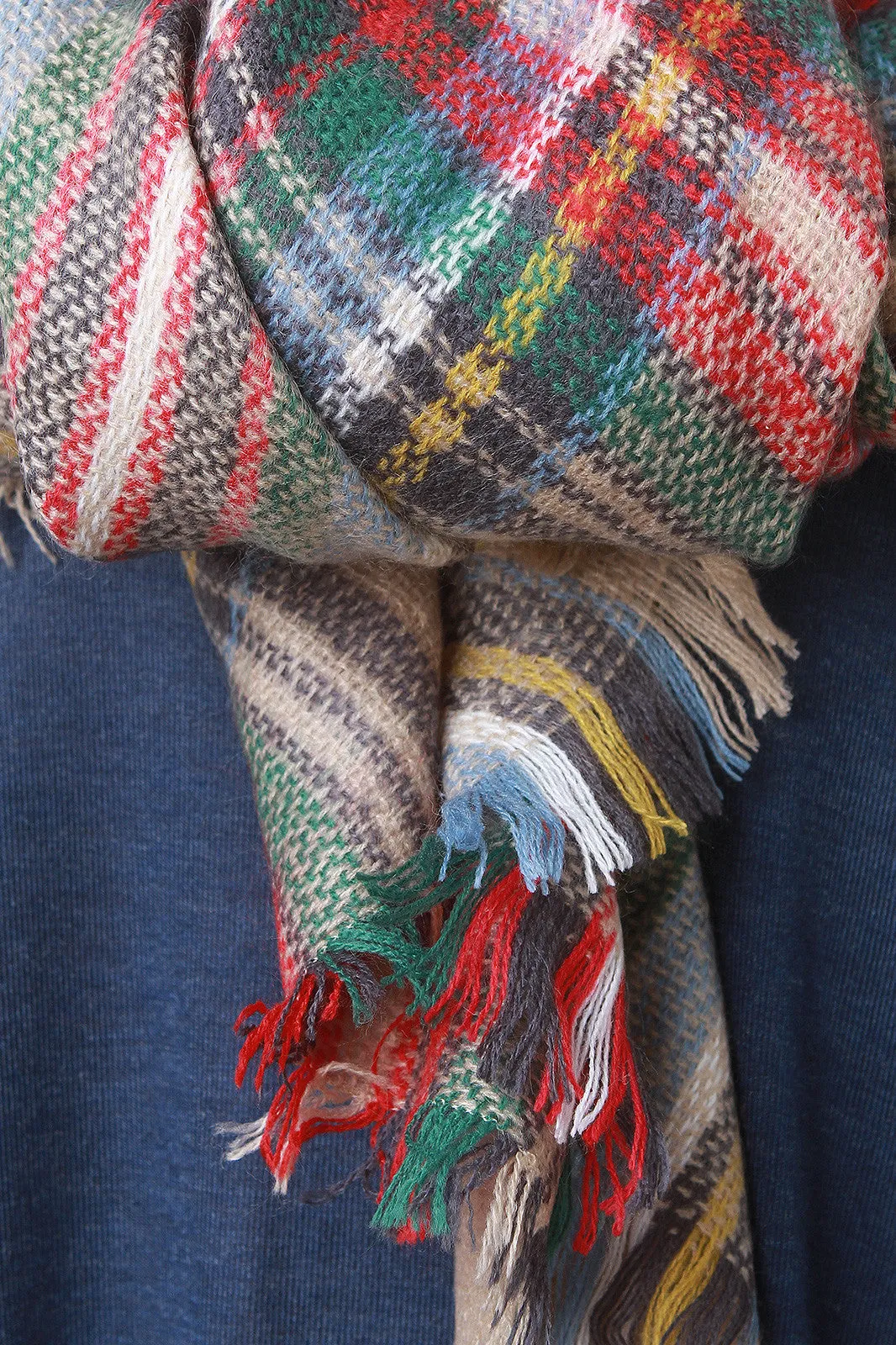 Dusky Multicolor Plaid Square Scarf