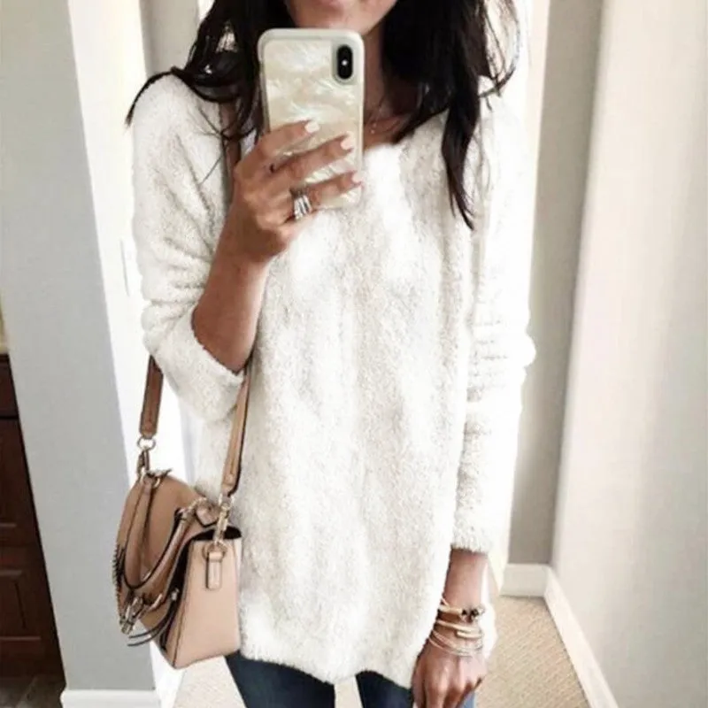 Fashion casual simple round neck lamb velvet pullover