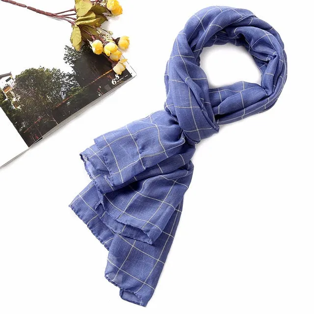 Fashion Plaid Cotton Scarf Printed Bandana Shawl #1320