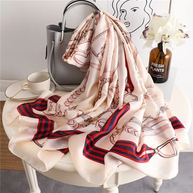 Fashion Silk Scarf Printed Bandana Shawl #FS-1