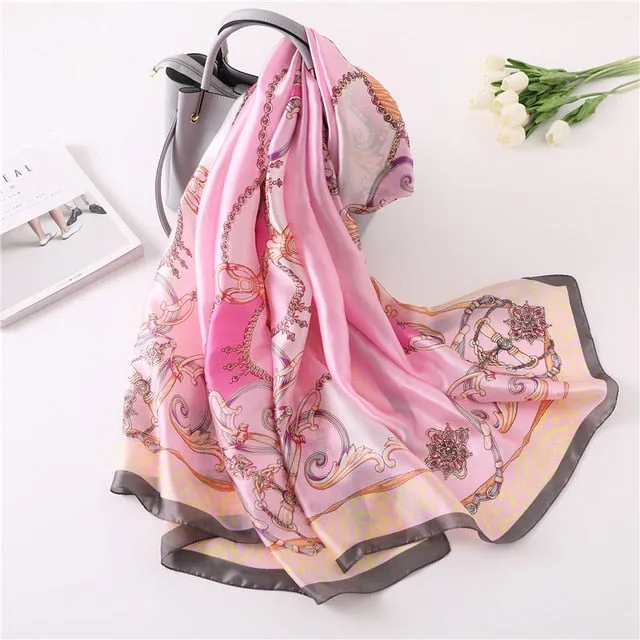 Fashion Silk Scarf Printed Bandana Shawl #FS-1