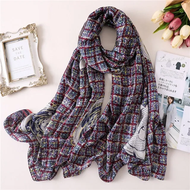 Fashion Silk Scarf Printed Bandana Shawl #FS-1