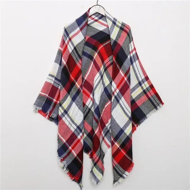 Fashion Winter Knitted Scarf Plaid Printed Bandana Shawl #2705