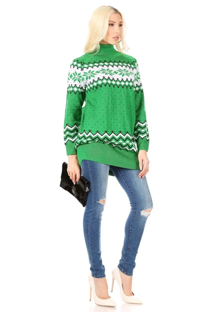 Green knitted christmas sweater