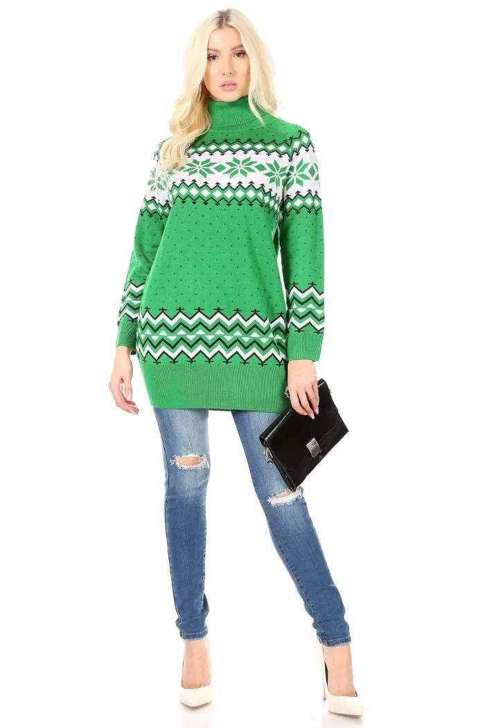 Green knitted christmas sweater