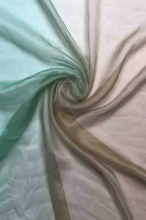 Gundrop Green/Biscotti Ombre Silk Chiffon 2D-1015 Fabric