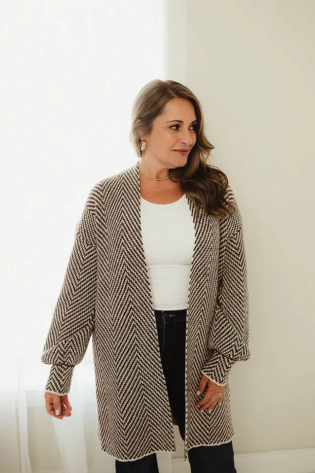 Herringbone Sweater Cardigan