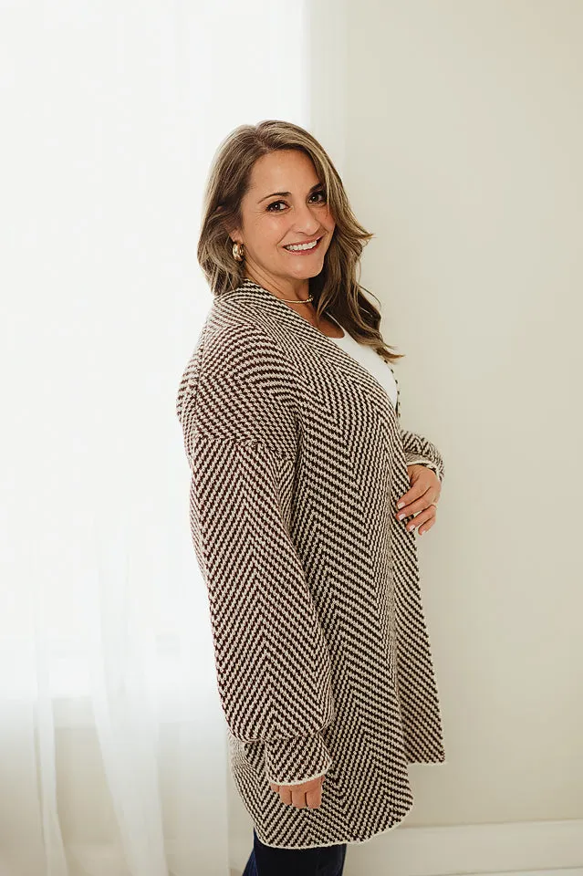 Herringbone Sweater Cardigan