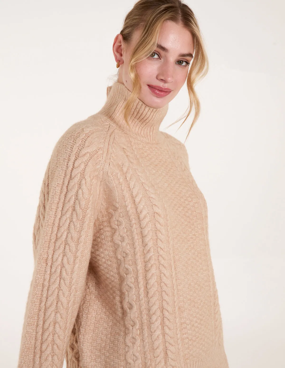 High Neck Cable Knit Jumper