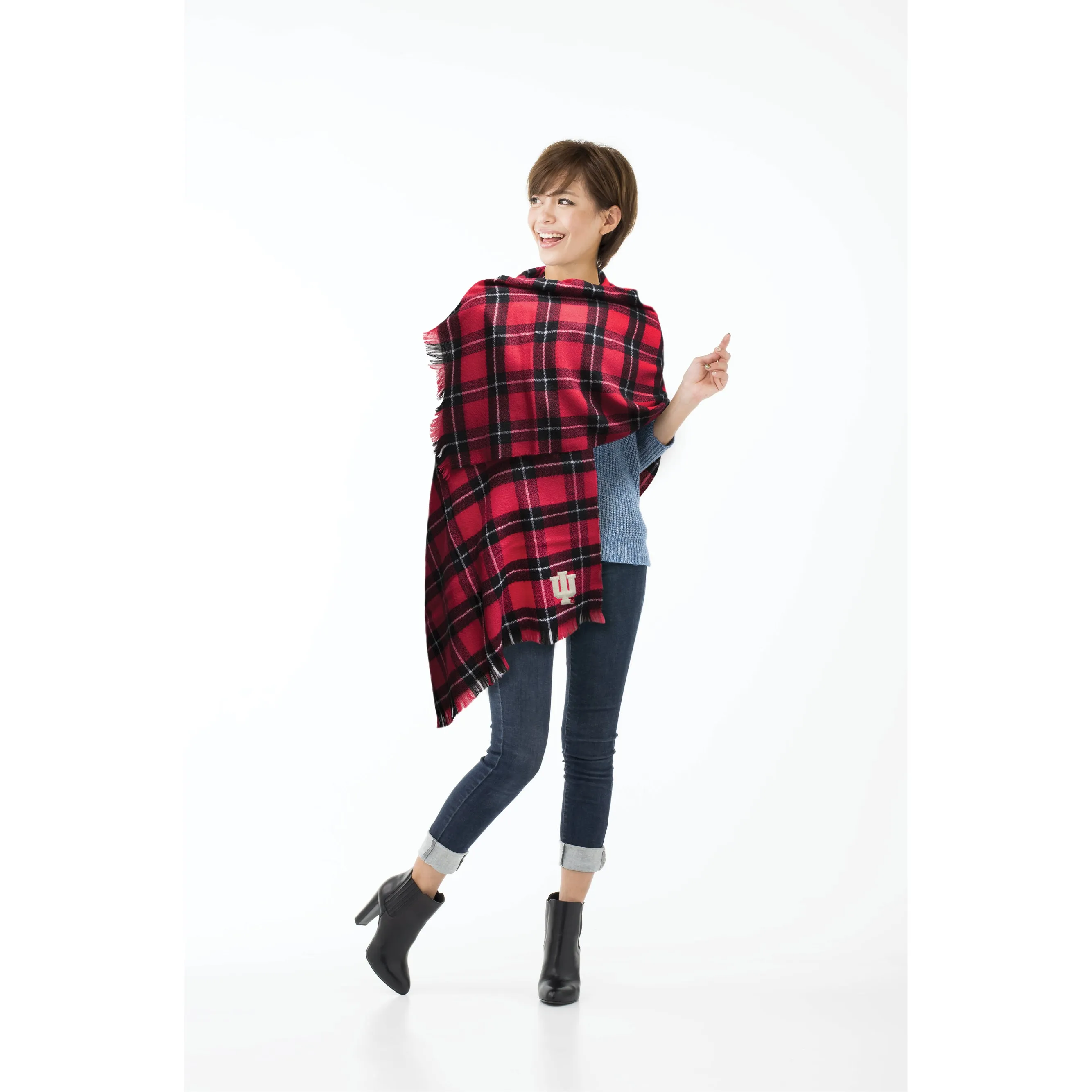 Indiana University Plaid Blanket Scarf