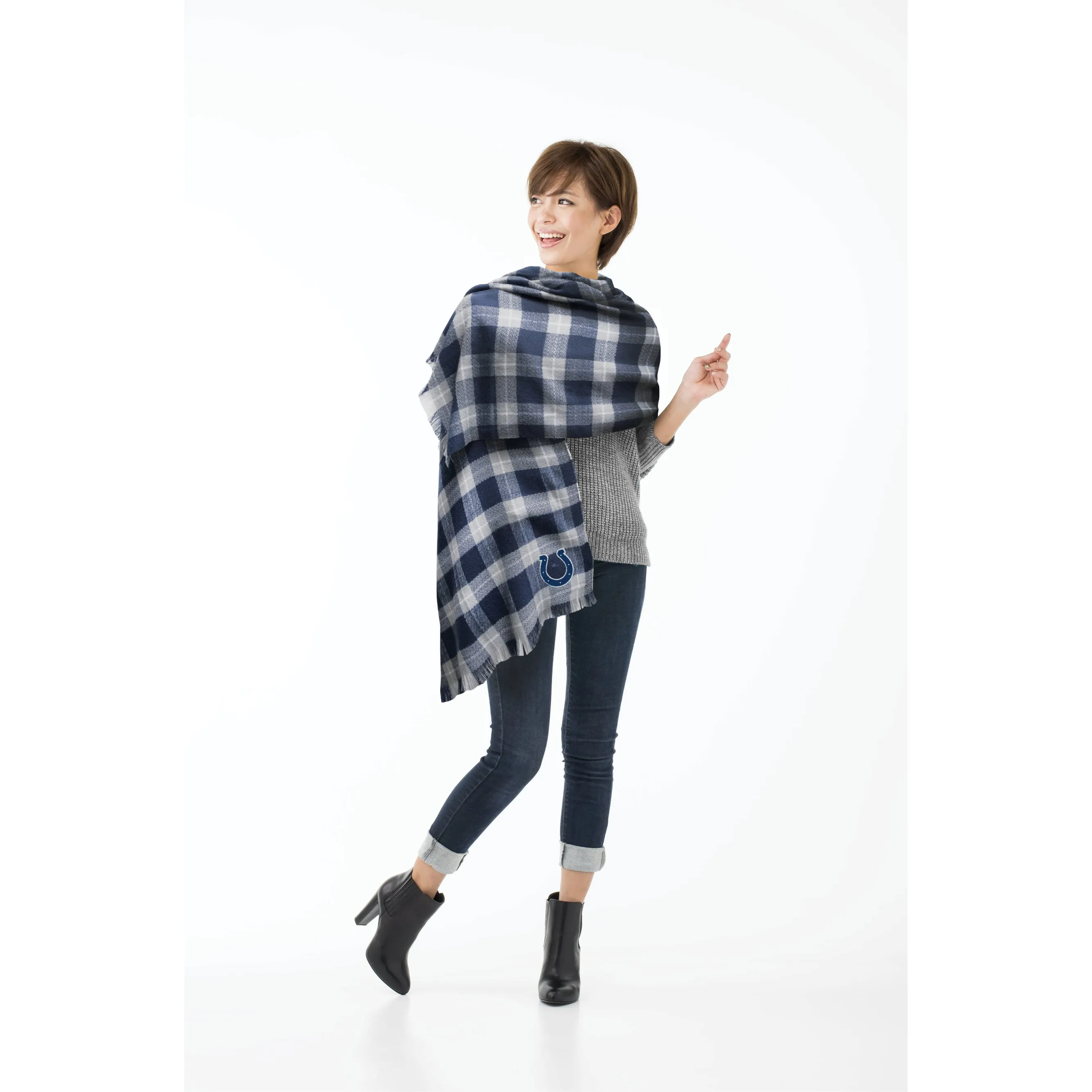 Indianapolis Colts Plaid Blanket Scarf