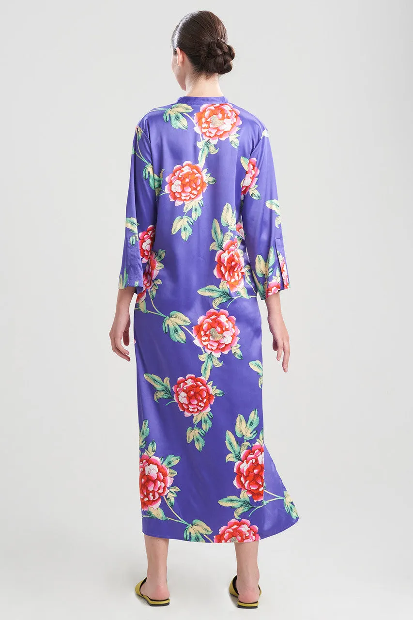 Island Fleur-Printed Matte Satin Caftan