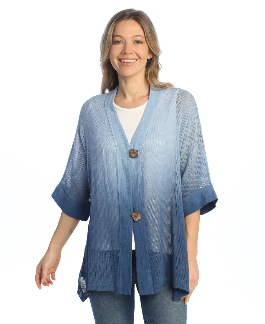 Jess & Jane Mineral Washed Flounce Hem Mesh Cardigan - M116-2012-EB - L & XL Only