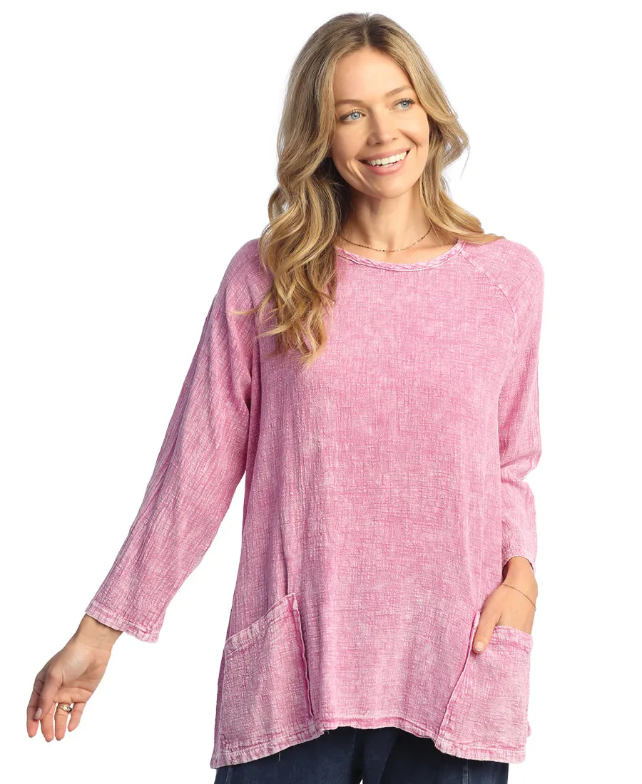 Jess & Jane Mineral Washed Gauze Tunic With Pockets - M103