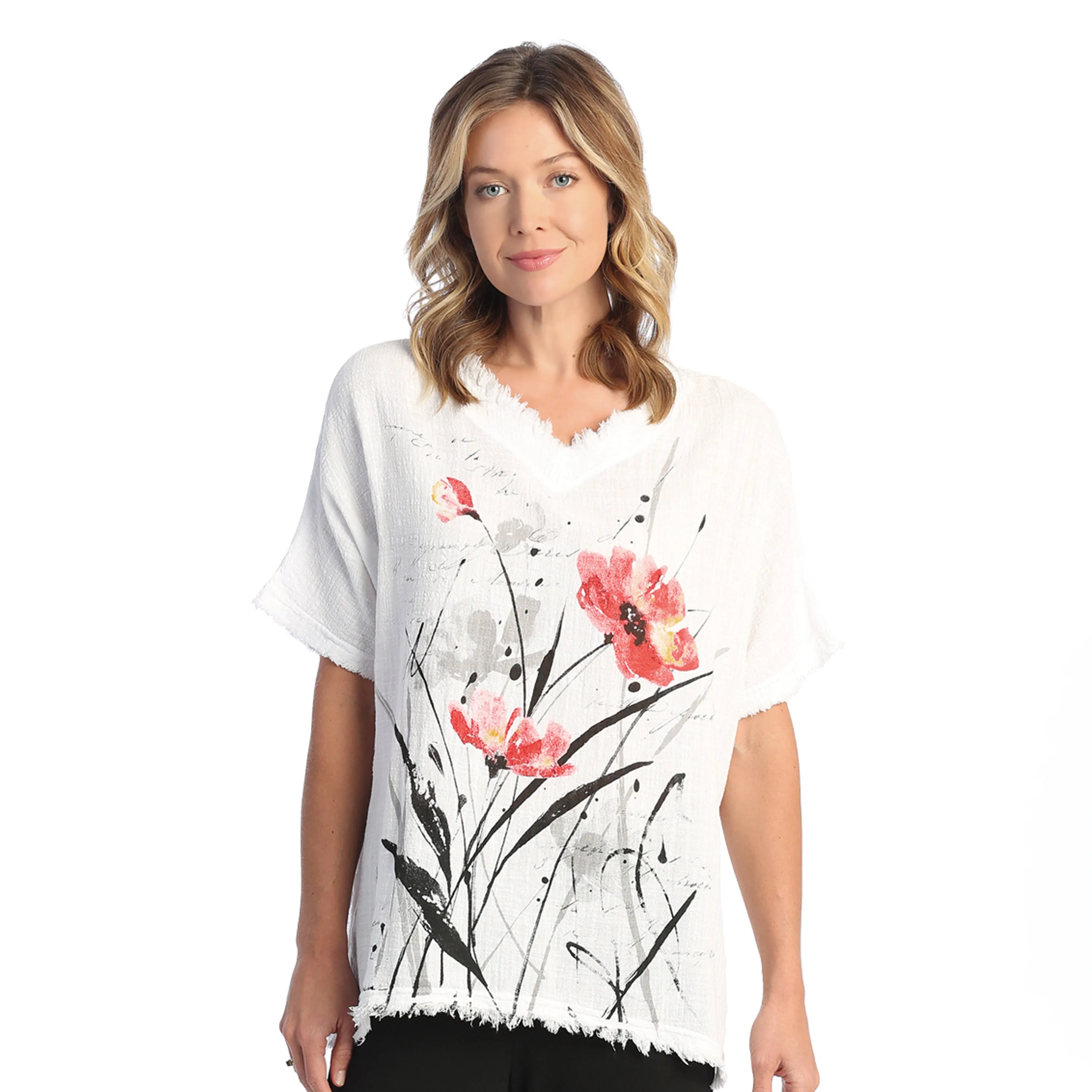 Jess & Jane "Poppy Song" Mineral Washed Gauze Top - M92-1694 - Sizes L & 1X