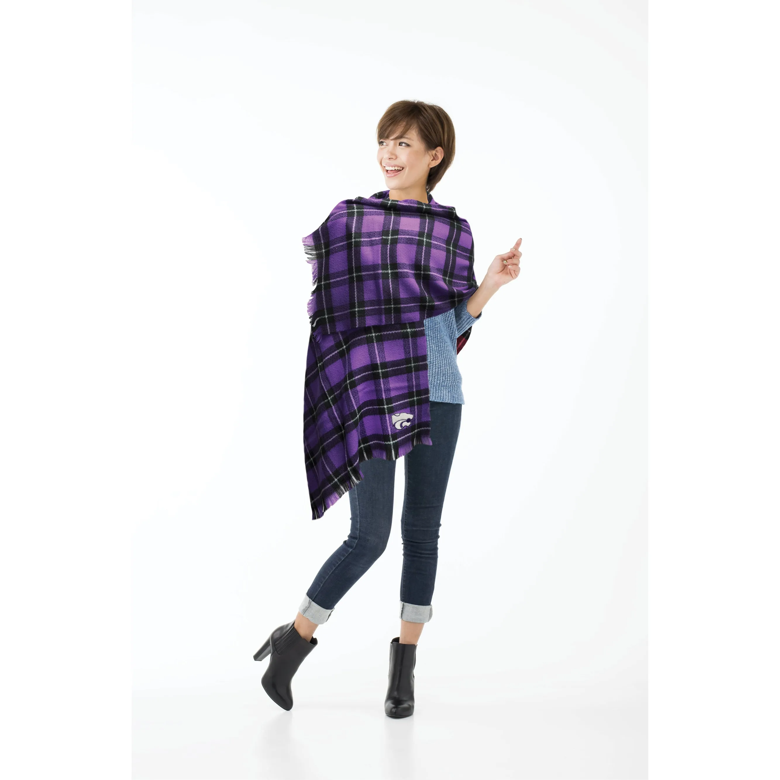 Kansas State University Plaid Blanket Scarf