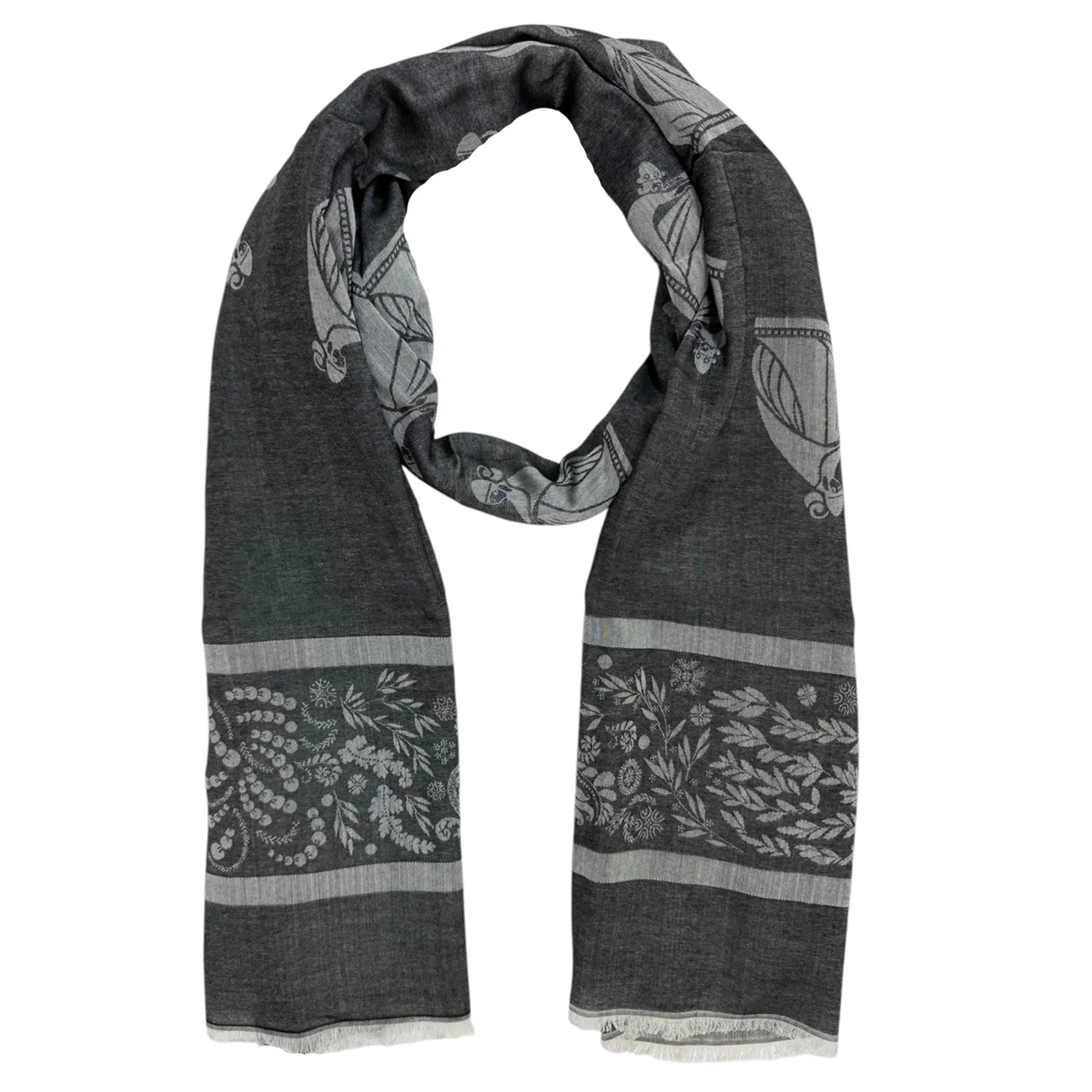 Lanvin Scarf Gray Design -  Modal Wool Silk Shawl SALE