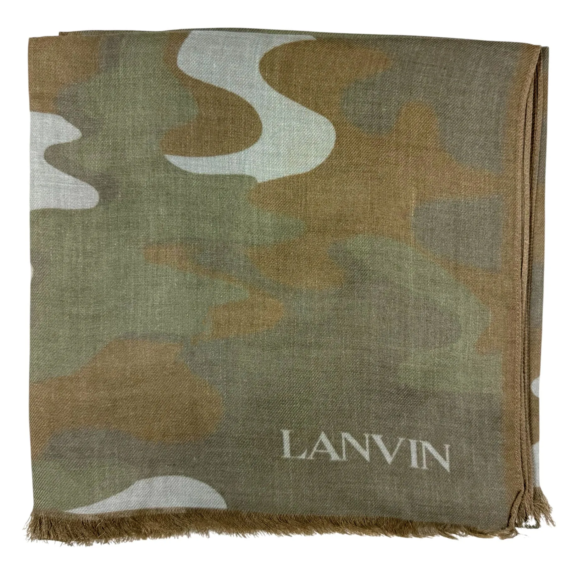 Lanvin Scarf Gray Taupe Camo - Cashmere Modal Shawl