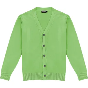 Light Lime Green Mens V-Neck Button Down Cardigan Sweater