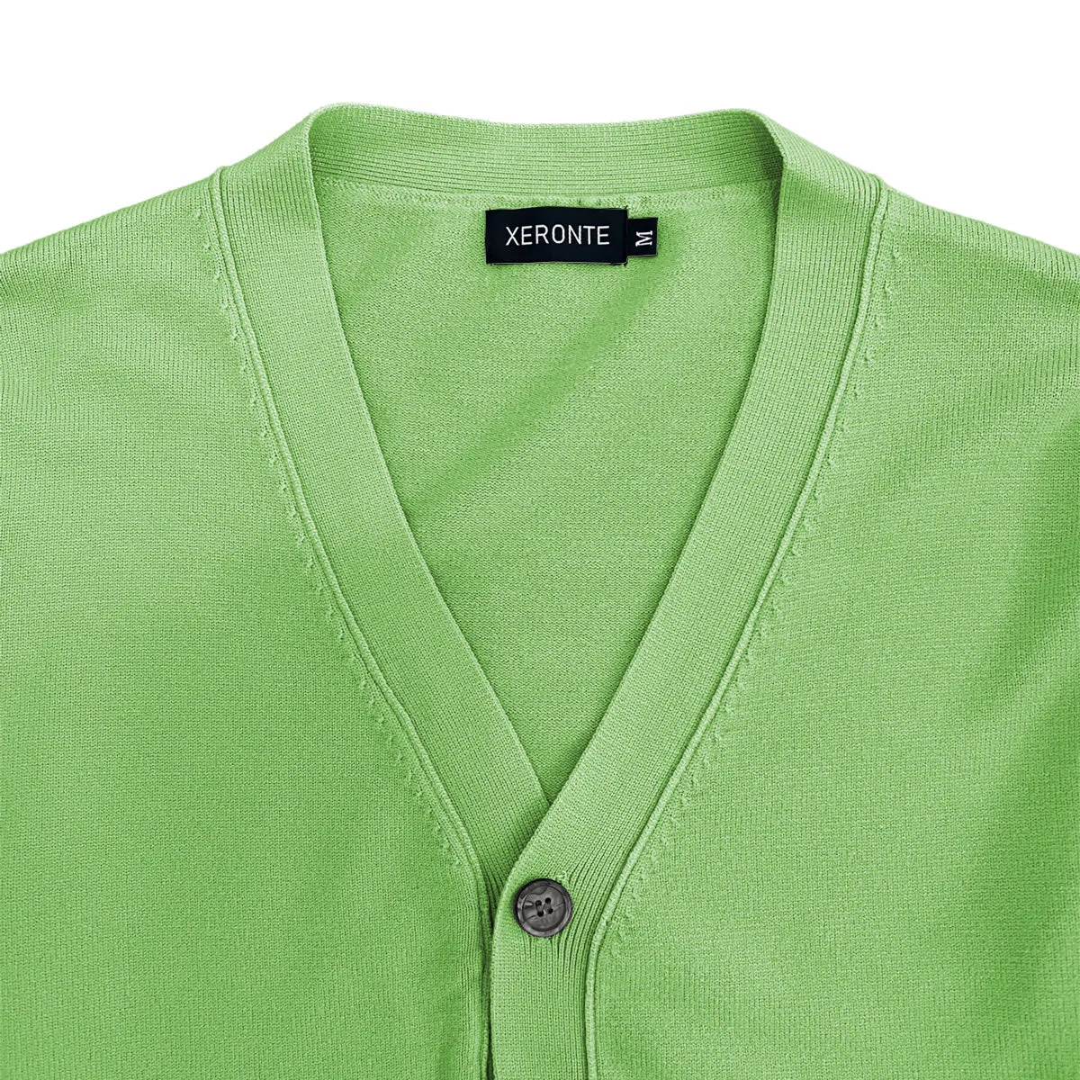 Light Lime Green Mens V-Neck Button Down Cardigan Sweater