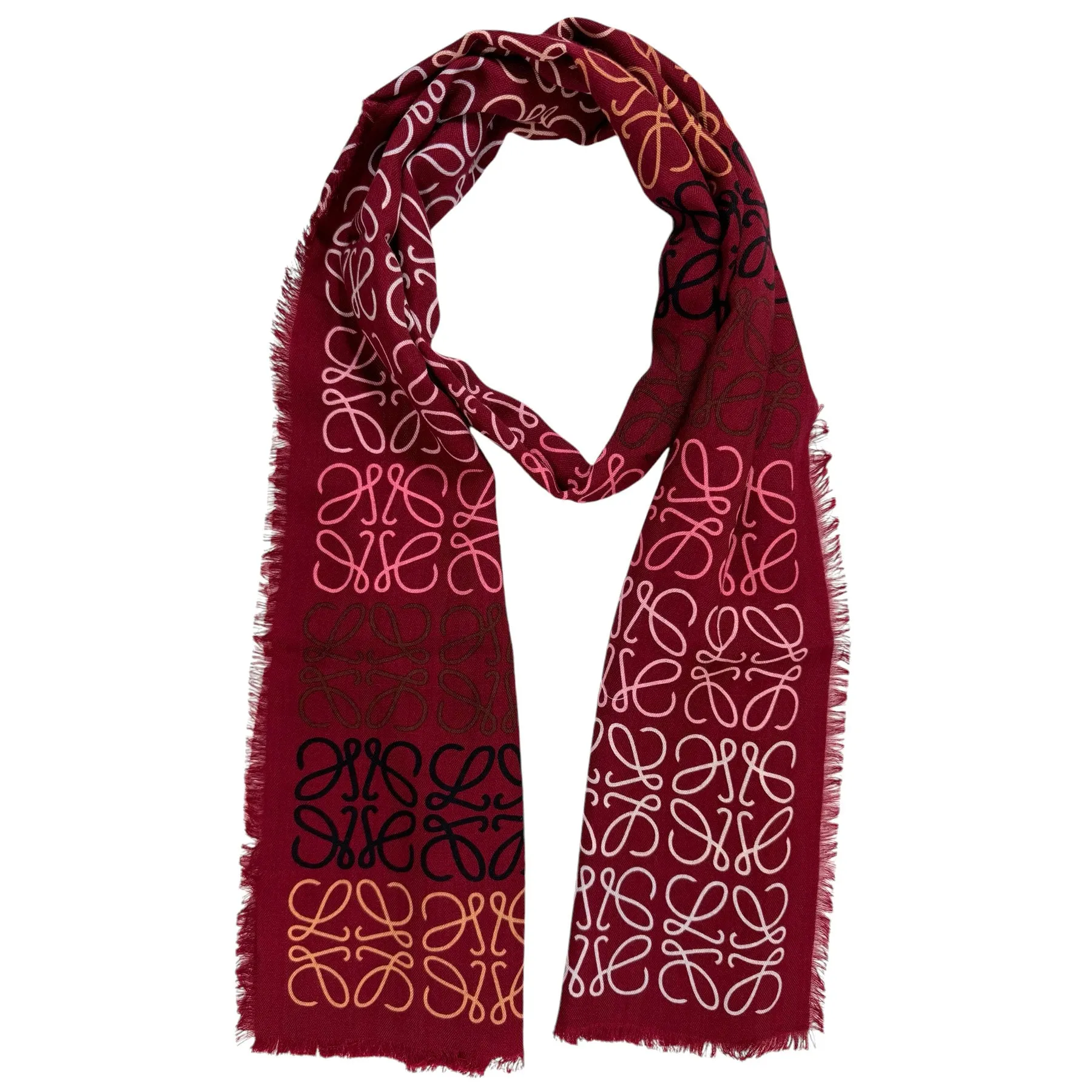 Loewe Scarf Bordeaux Anagram - Wool Silk Cashmere Shawl