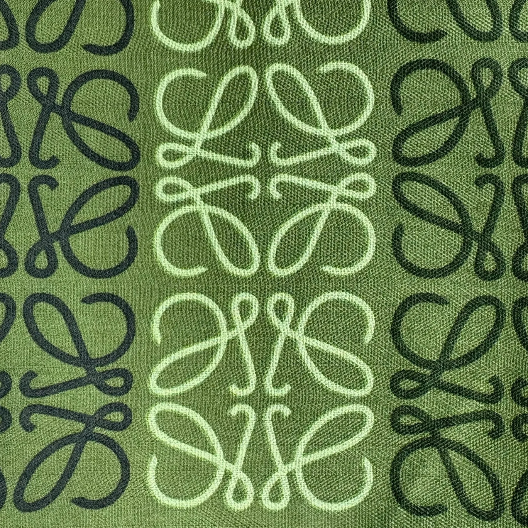 Loewe Scarf Green Anagram - Wool Cashmere Silk Shawl