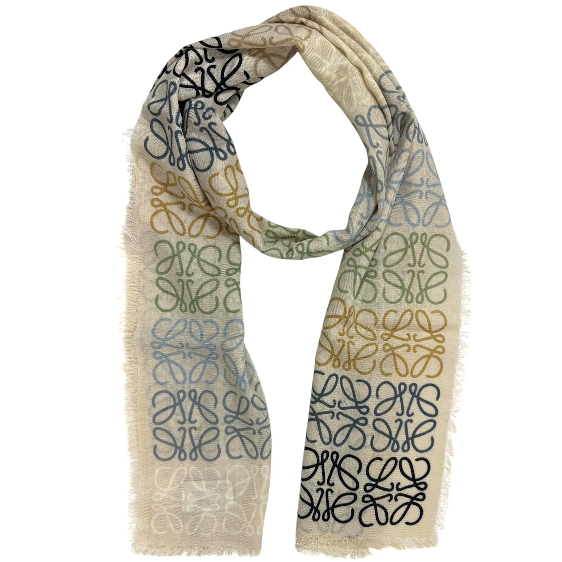 Loewe Scarf Taupe Anagram - Wool Cashmere Silk Shawl